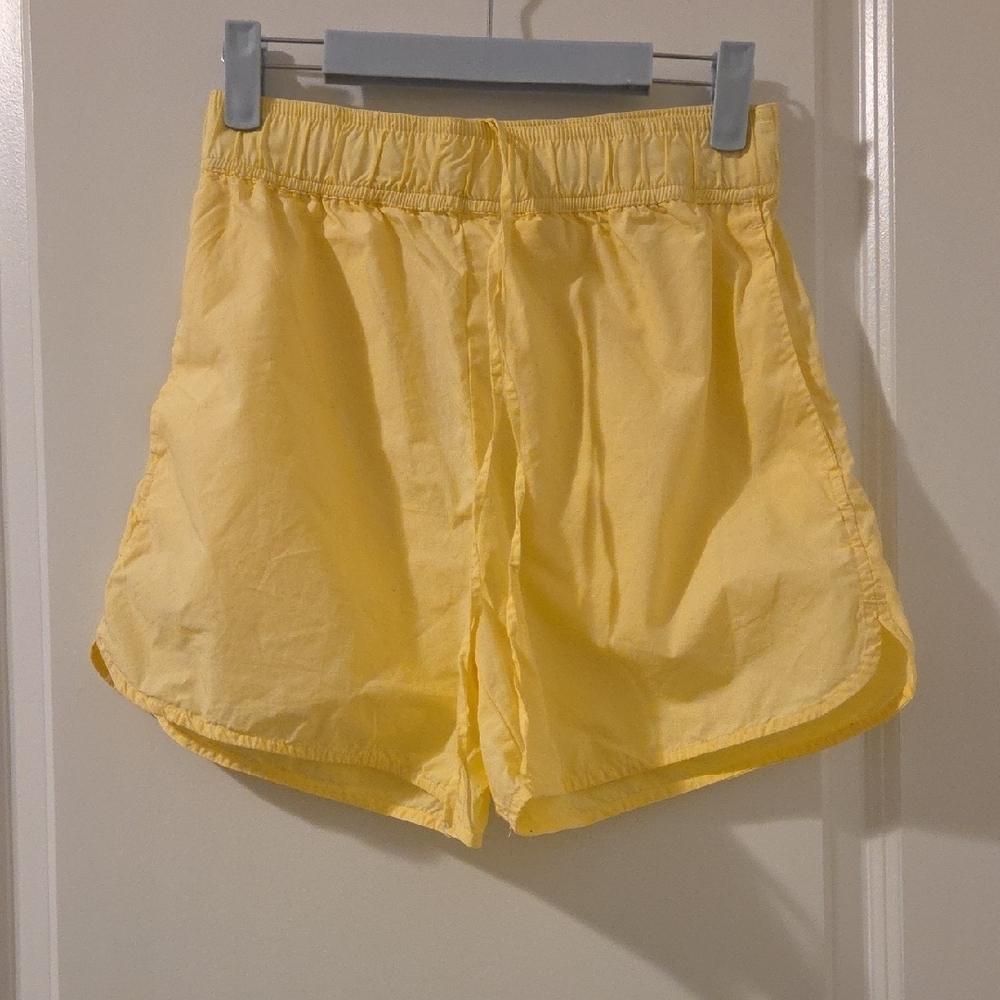 H&M Yellow Cotton Shorts Lightweight Elastic Waist